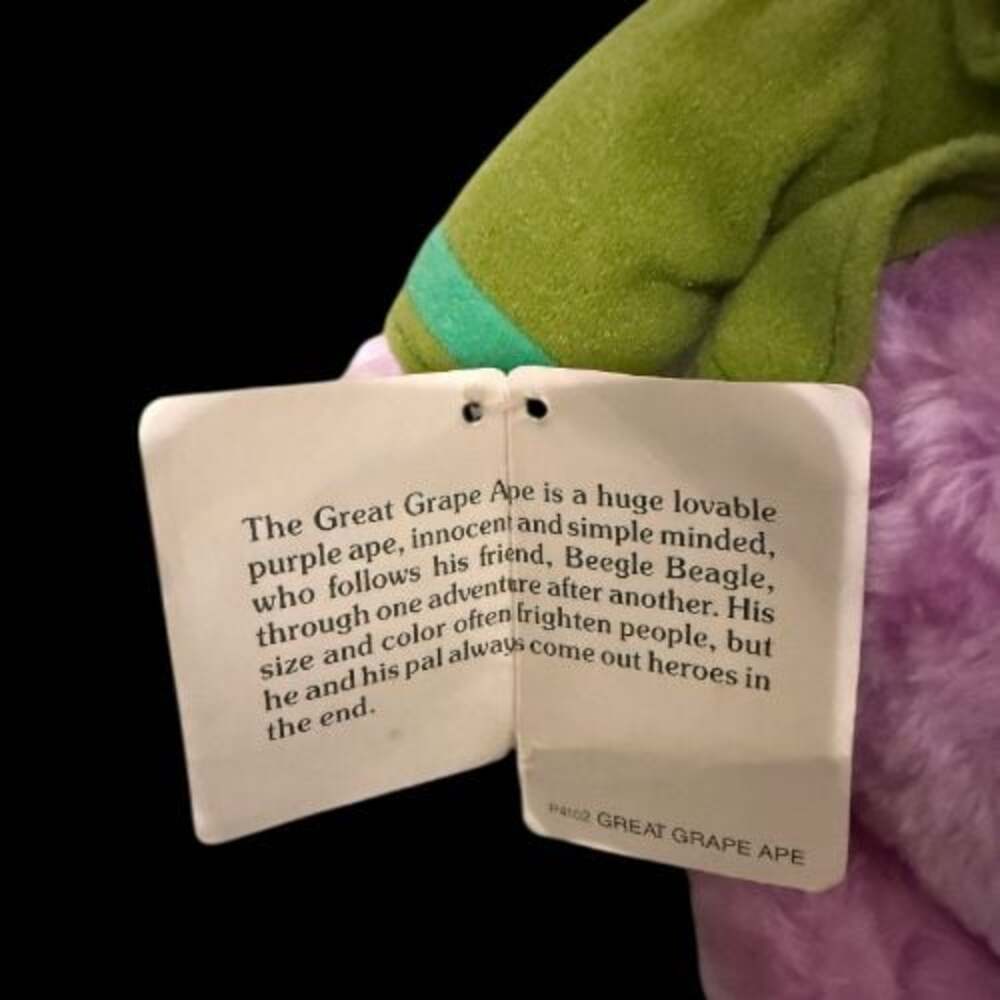 Vintage 1985 Hanna-Barbera Great Grape Ape Plush Stuffed Animal Toy - Picture 4 of 5